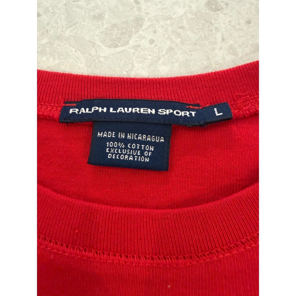 Ralph Lauren Sport Red Long Sleeve Cotton Tee Shirt Womens Large Blue Pony Logo - Picture 7 of 9